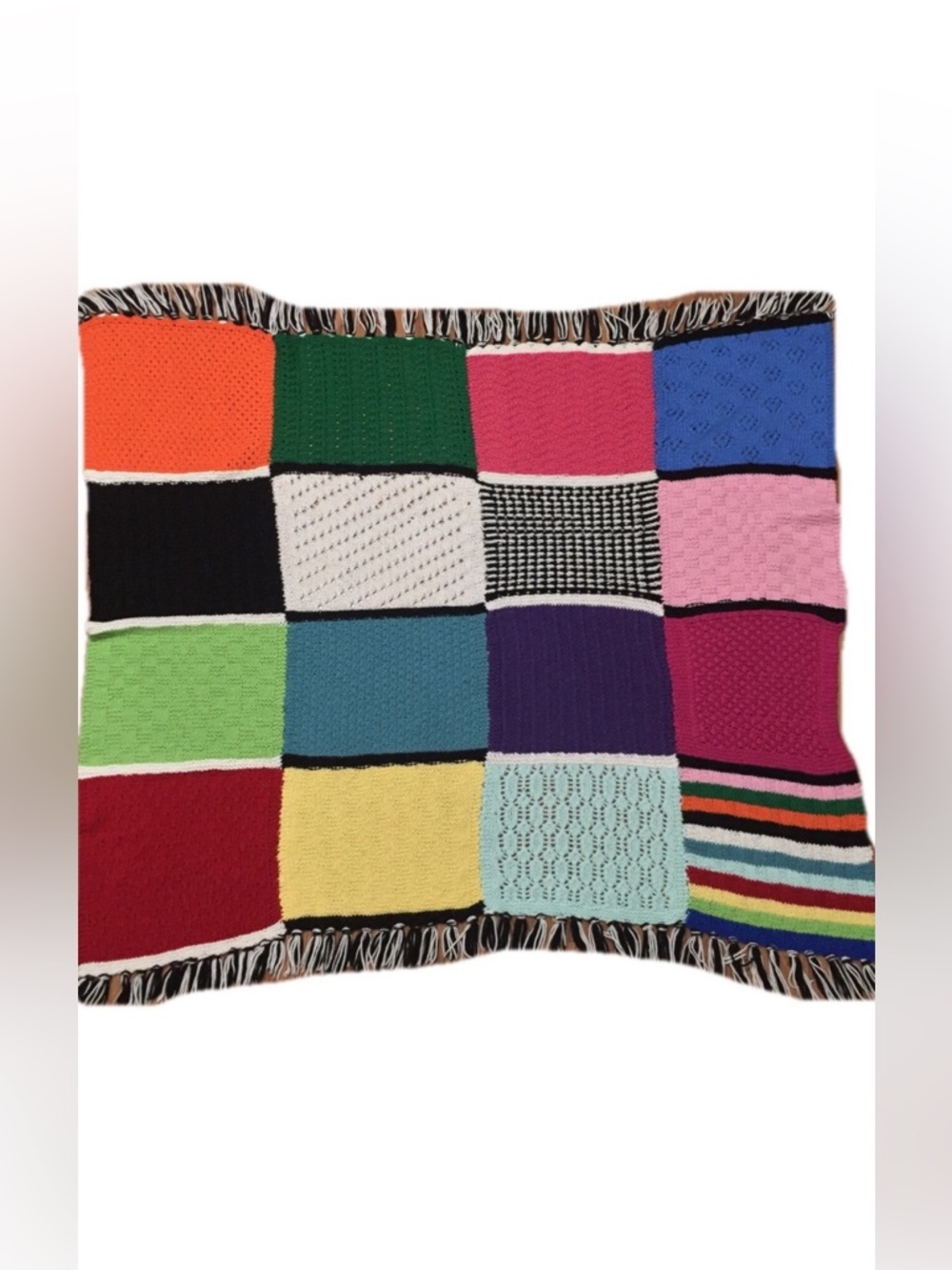 Vintage Handmade Granny Square Crocheted Afghan